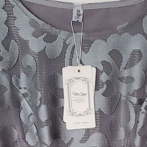 Gray lace overlay Midi Dress with side zipper